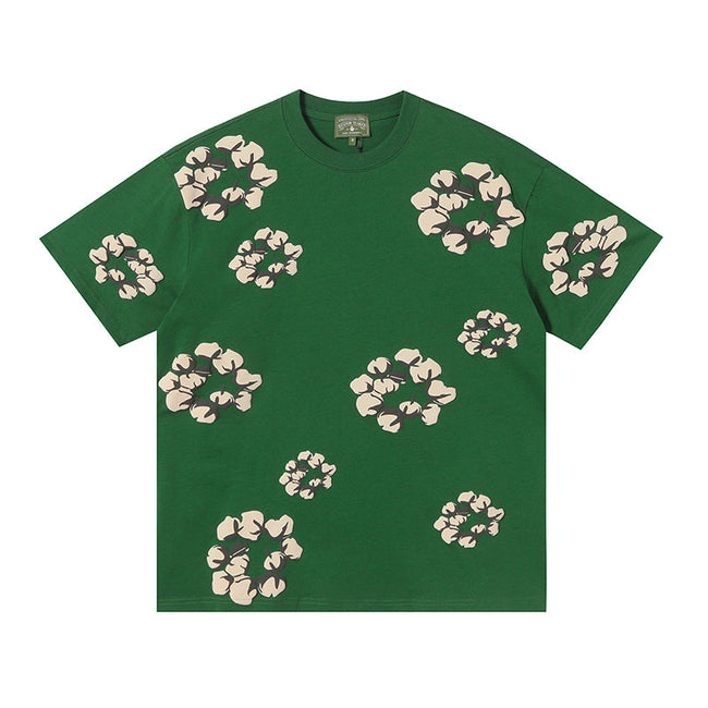 Denim Tears Forest Green Oversized All Over Beige Flower Wreath TOP Hover Image