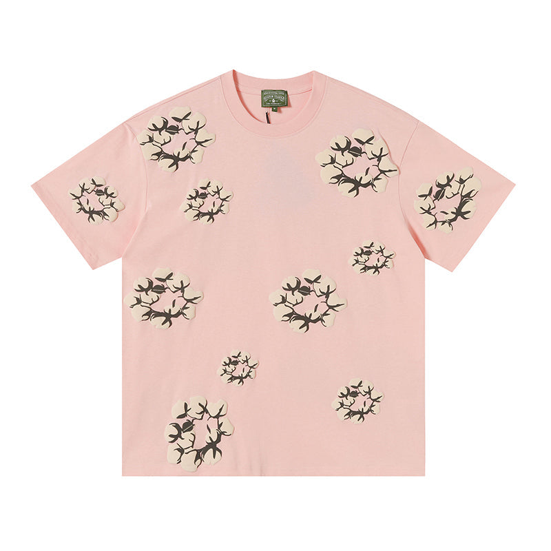 Denim Tears Baby Pink Oversized All Over Beige Flower Wreath TOP