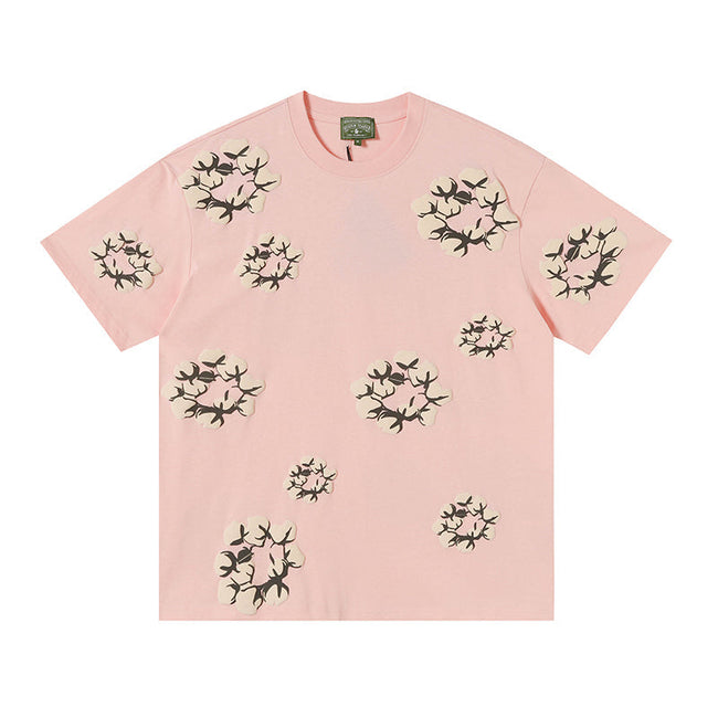 Denim Tears Baby Pink Oversized All Over Beige Flower Wreath TOP Hover Image