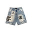 Blue “AI” Denim Shorts