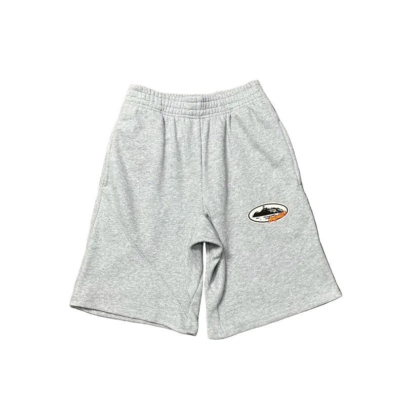 Corteiz Alcatraz Island Front Logo Heavyweight Shorts - Heather Grey
