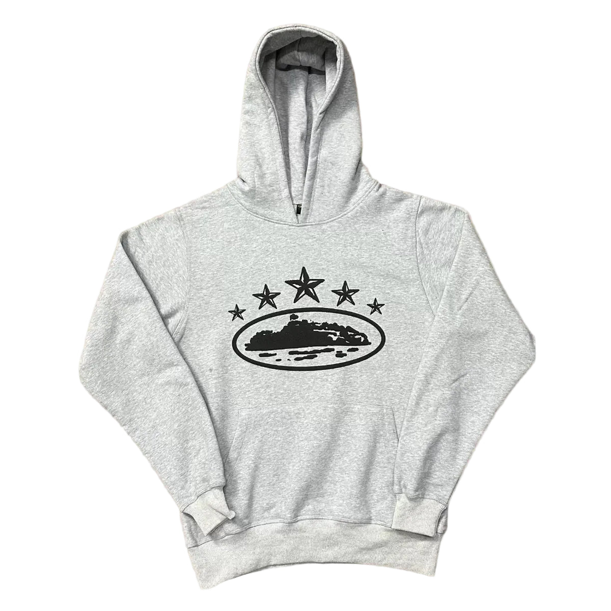 Corteiz 5-Star Devil's Island Heavyweight Hoodie grey