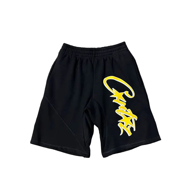Corteiz Signature Script Logo Heavyweight Shorts black/yellow Hover Image