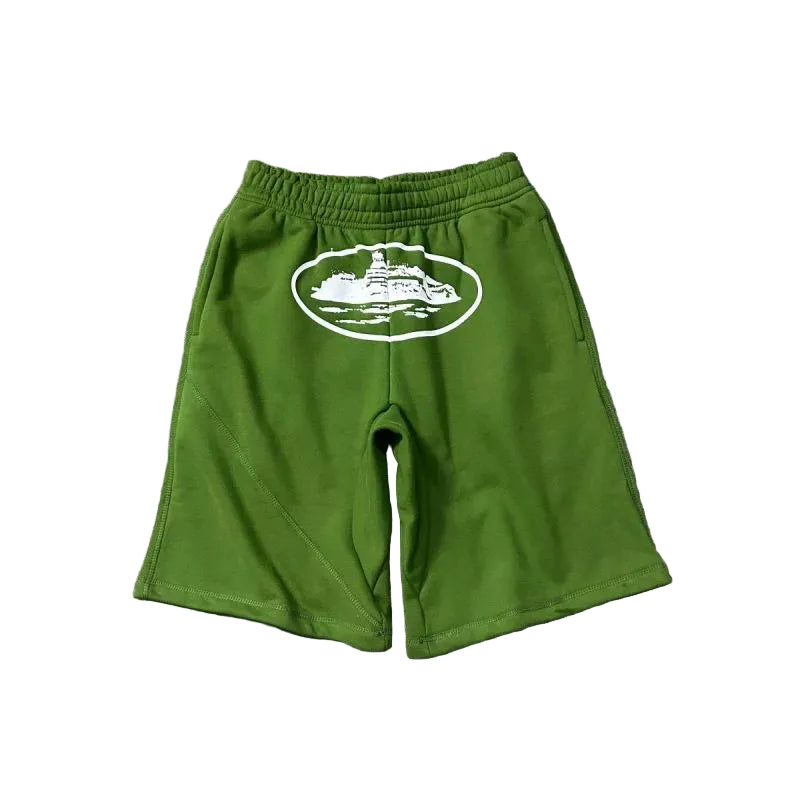 Corteiz Alcatraz Island Graphic Heavyweight Shorts green