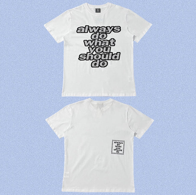 ADWYSD White Stacked Text Logo Tee Hover Image