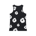 Denim Tears Black All Over White Floral Wreath Print Ribbed Slim Tank Top