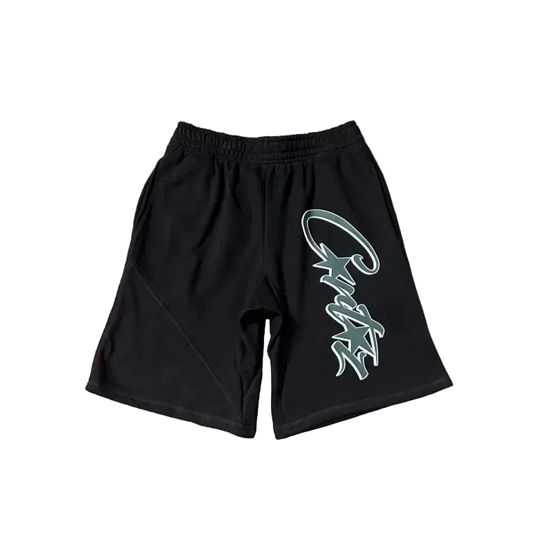 Corteiz Signature Script Logo Heavyweight Shorts black