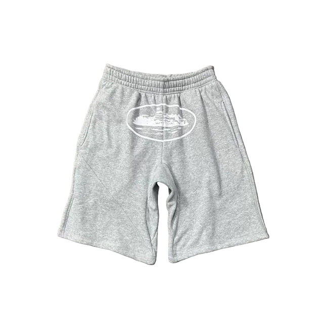 Corteiz Alcatraz Island Graphic Heavyweight Shorts Heather Grey Hover Image