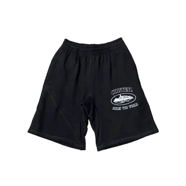 Corteiz Alcatraz Island Front Oval Logo Heavyweight Shorts black Hover Image