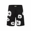 Denim Tears Black Cotton Sweat Shorts With White Textured Flower Wreath Print